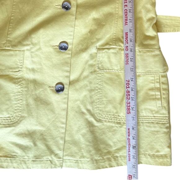Relativity Trench Coat Large Yellow Rain Jacket Overcoat Classic Belt Pockets - Picture 8 of 9